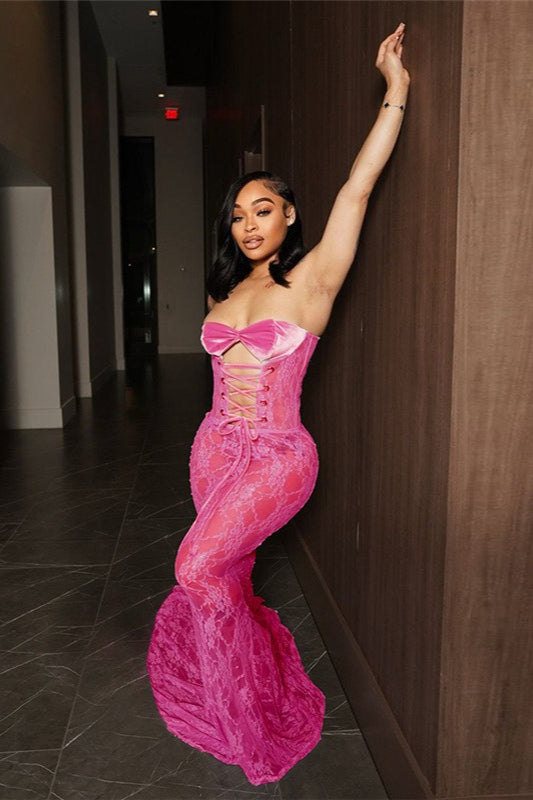 Sexy Lace-up Backless Bodycon Maxi Dress