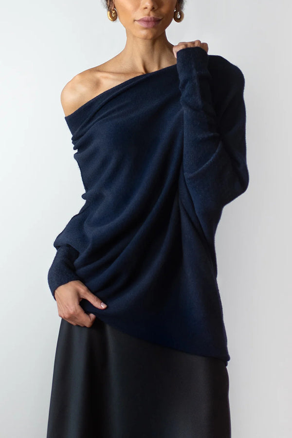 Chic Solid Color Round Neck Long Sleeve Knitted Sweater