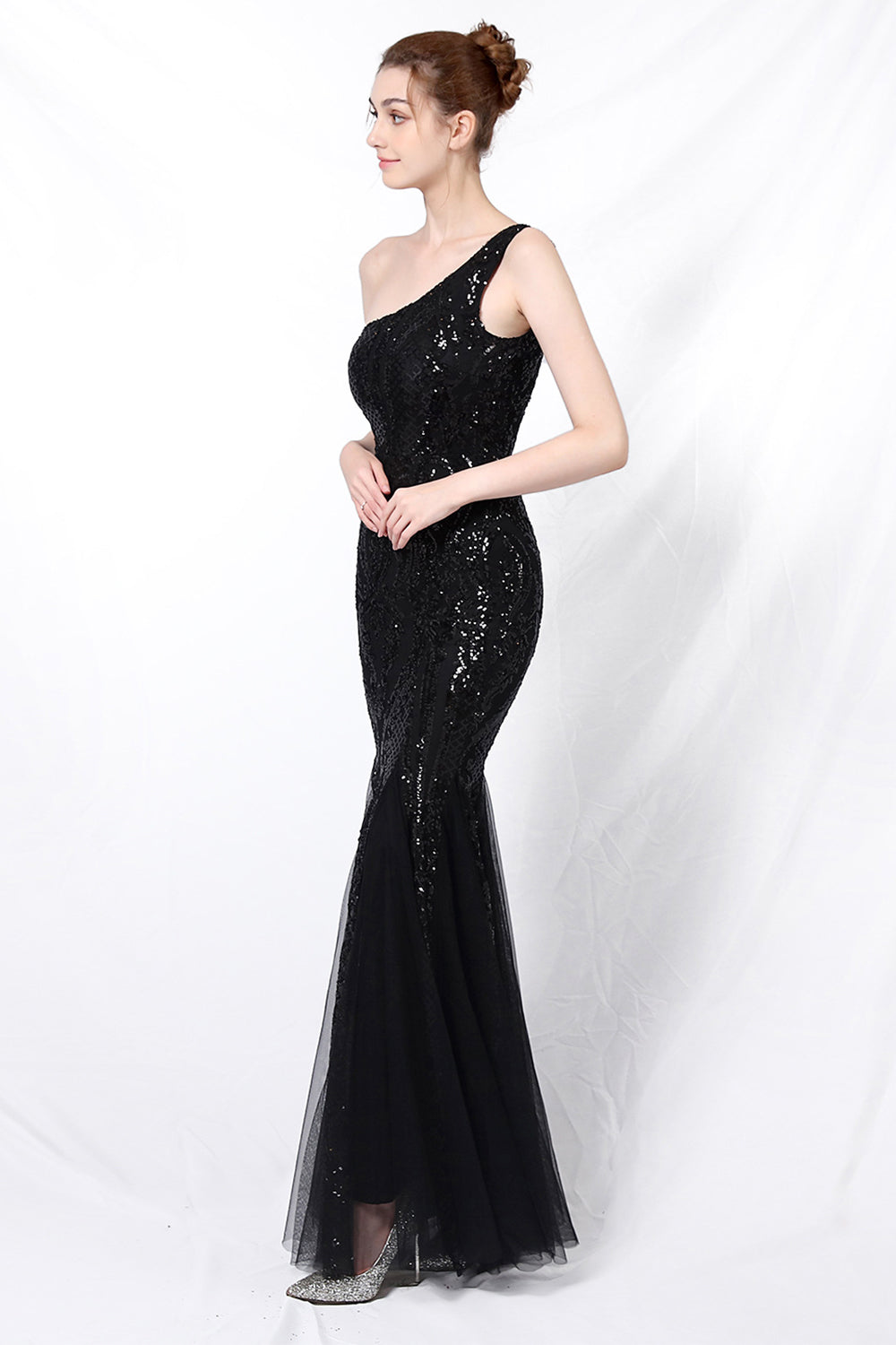 Mermaid One Shoulder Prom Dress with Appliques - Fashionpara