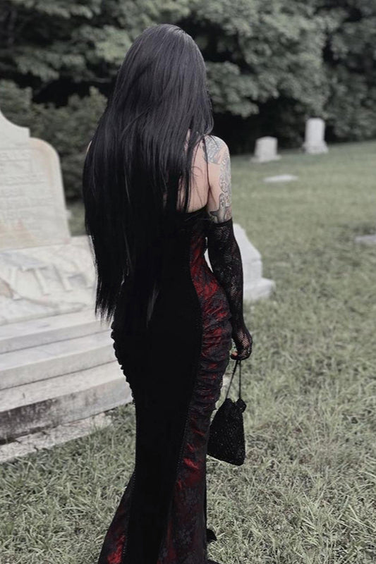 Contrast Fishtail Gothic Dress