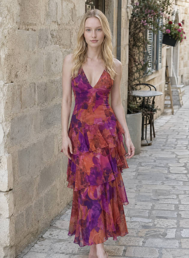 Halter-Neck Floral Maxi Dress