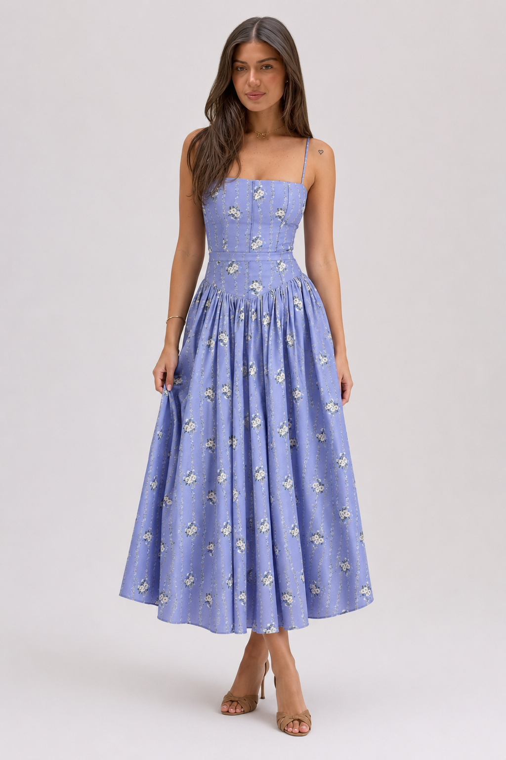 Chiffon High Neck Bubble Hem Tiered Mini Dress