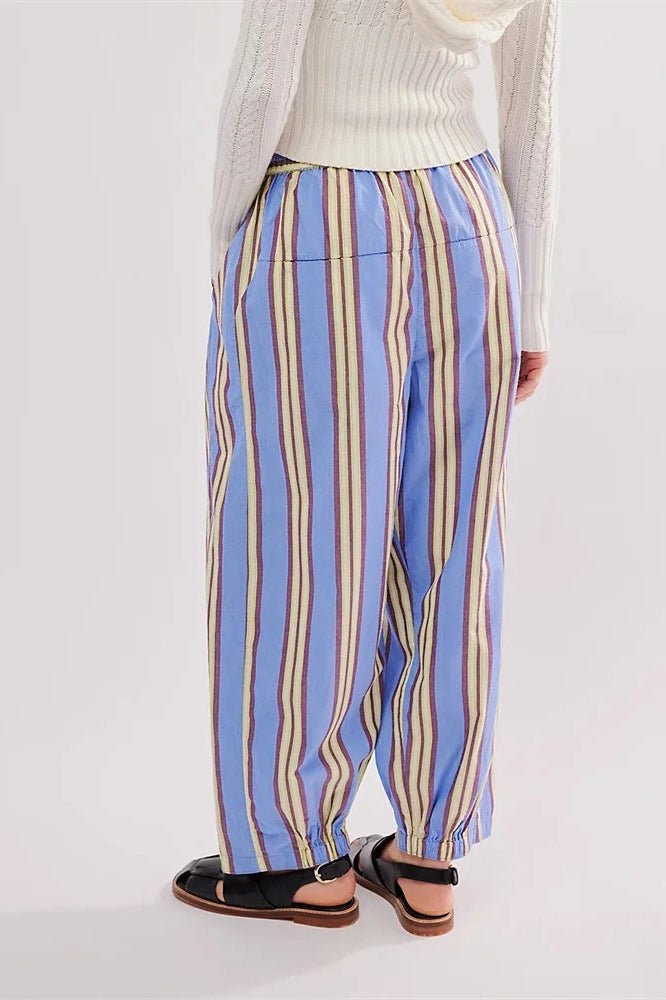 Striped Print Loose Casual Elastic Waist Pant