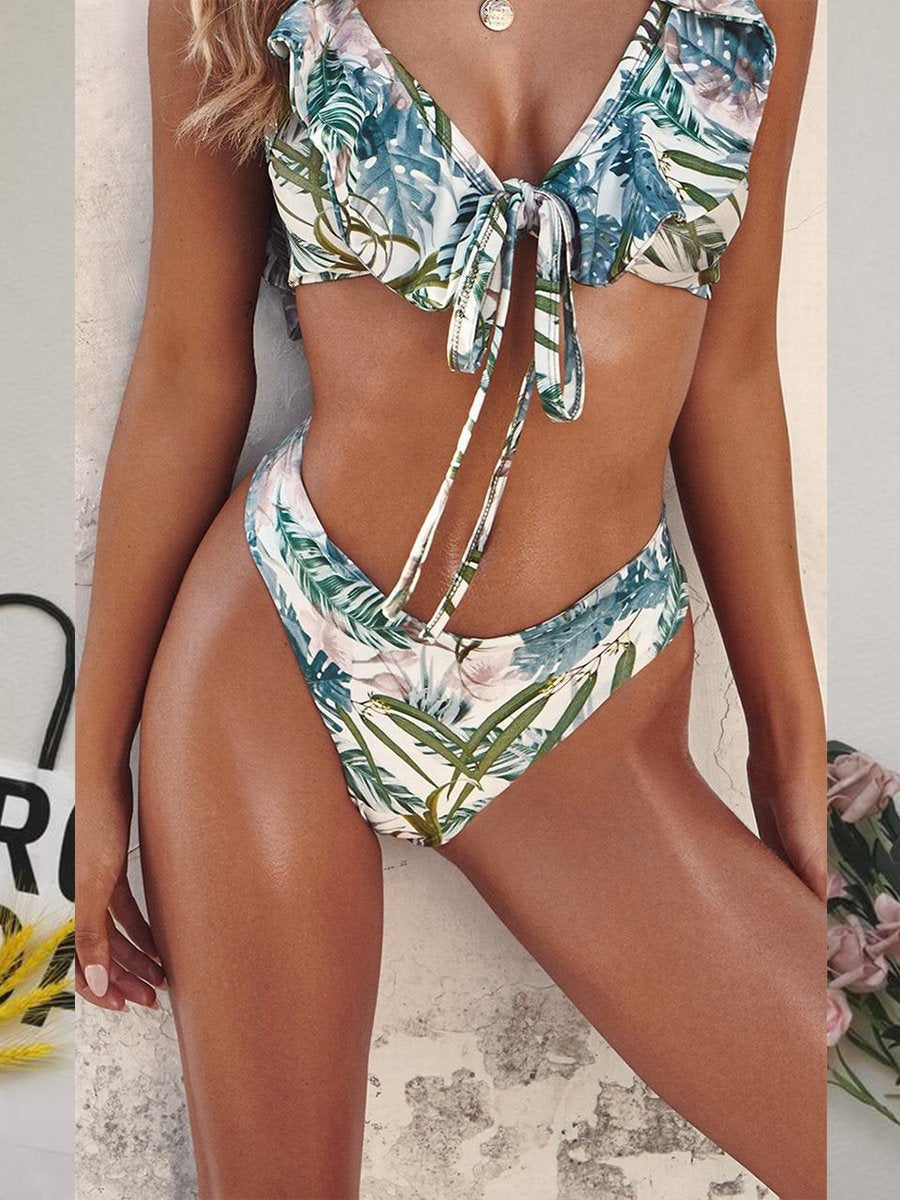 Floral Sexy Ruffle Bikini - Fashionpara