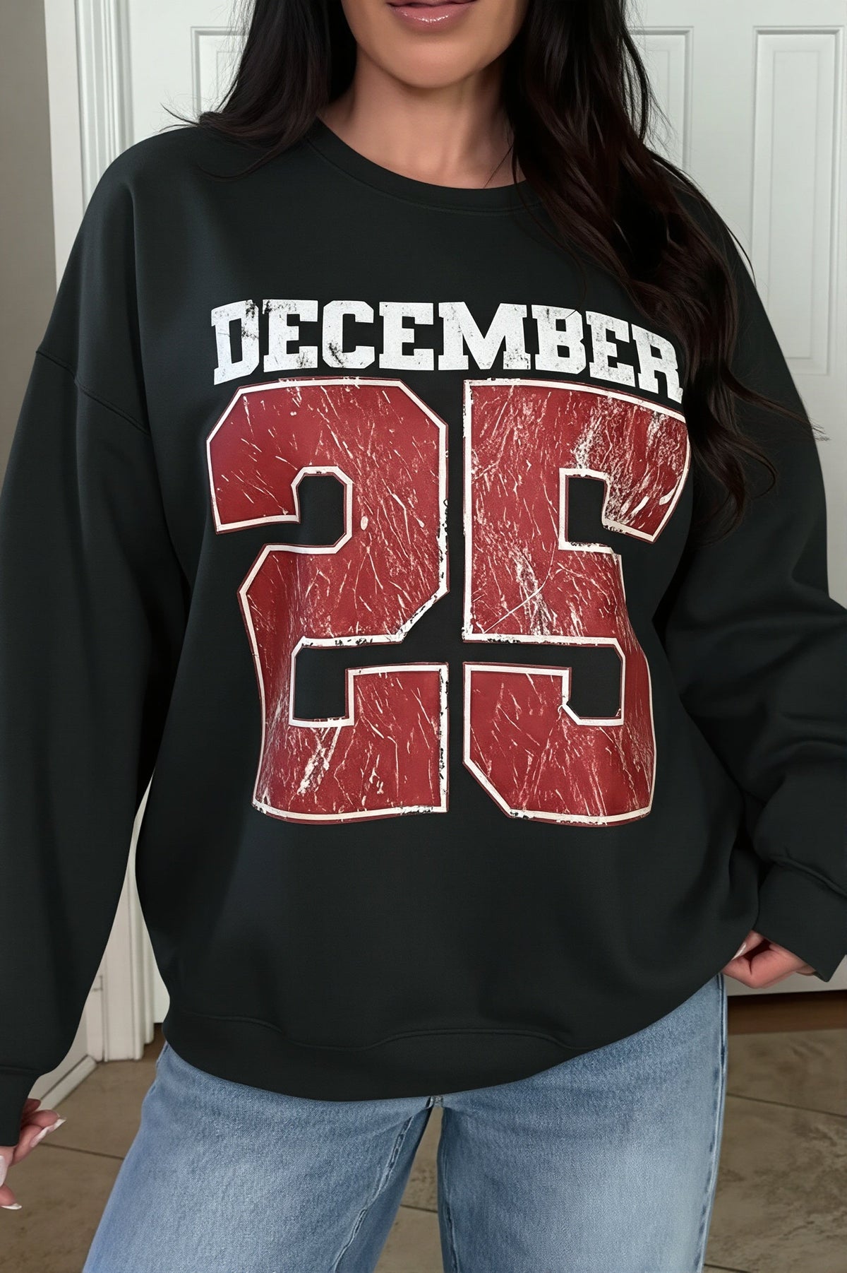 Letter Print Crew Neck Sweatshirt