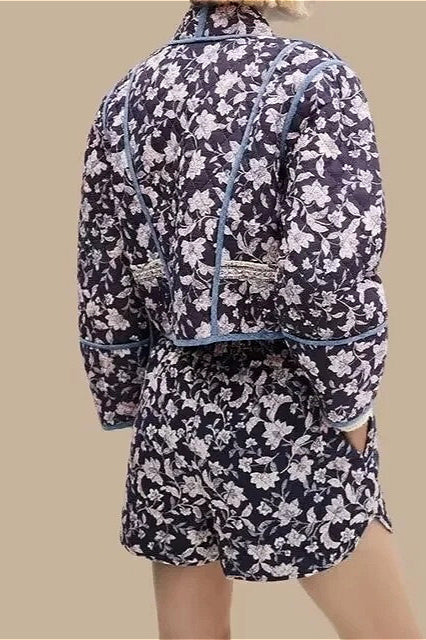 Floral Reversible Thick Padded Coat for All-Season Comfort