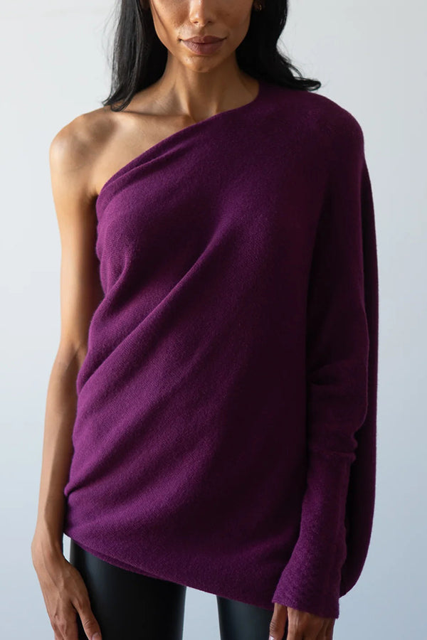 Chic Solid Color Round Neck Long Sleeve Knitted Sweater