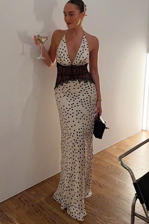Lace Panel Sheer Maxi Dress