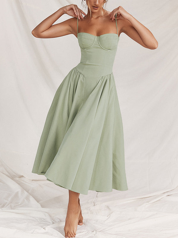 Corset Bustier Fit and Flare Midi Dress 11