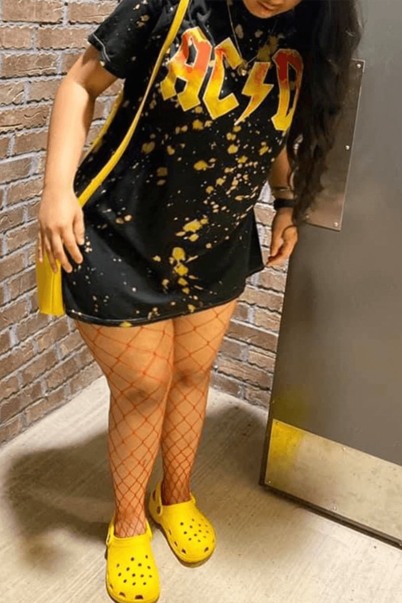 Fashion Casual Plus Size Letter Print T-shirt Dress  Fashionpara