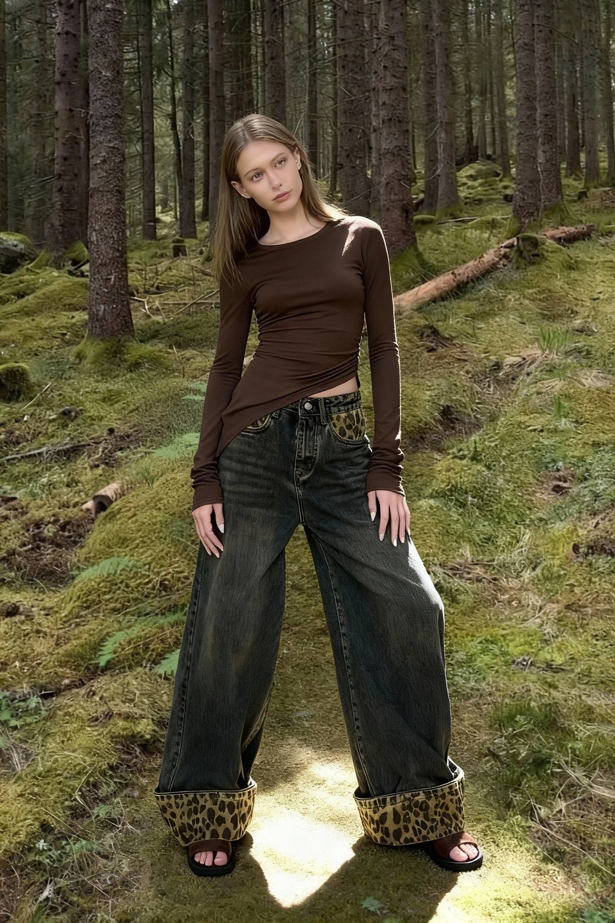 Vintage Washed Wide-Leg Denim Jeans