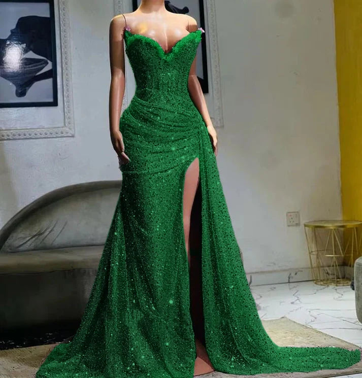 Light Purple High Split Evening Dresses, Sweetheart Mermaid Prom Dresses, Elegant Dresses for Wedding