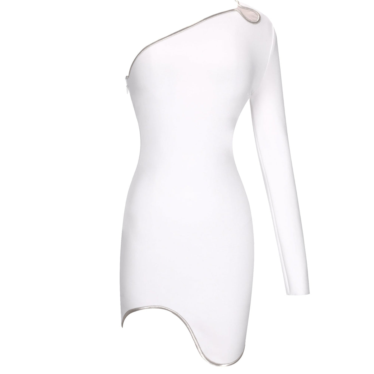 One-Shoulder Long-Sleeve Bandage Bodycon Mini Dress 6