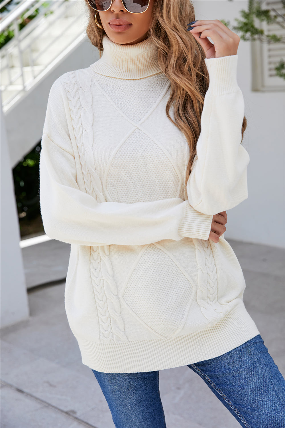 RadyRin Plus Size Twist Knitted Sweater for Cozy Style