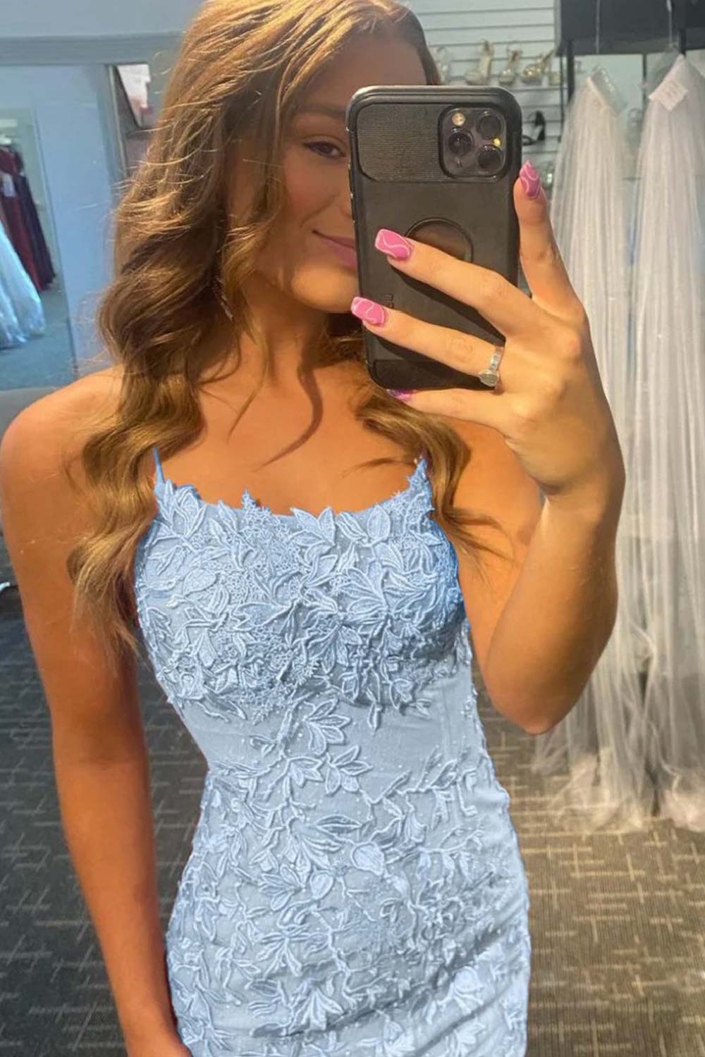 Bodycon Blue Homecoming Dress Lace Up Back Party Dress - Fashionpara