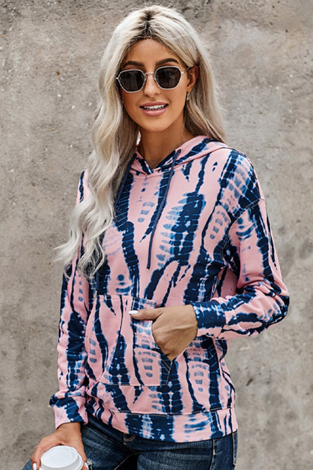 RadyRin Tie-dyed Hooded Pocket Sweater for Cozy Style