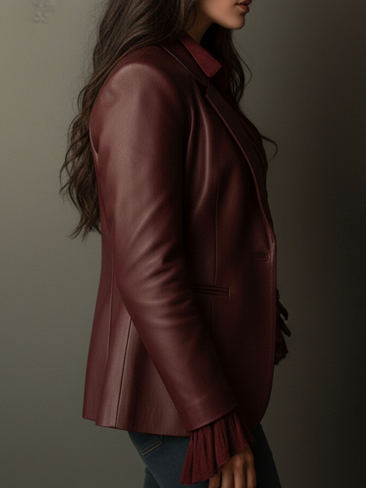 Single Button Faux Leather Cropped Blazer 5