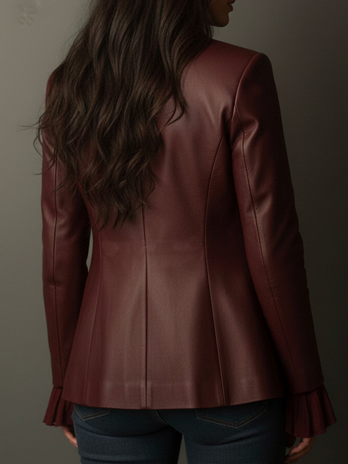 Single Button Faux Leather Cropped Blazer 6
