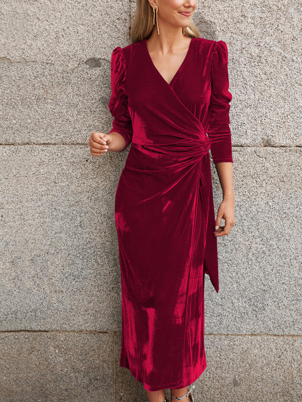 French Elegance Velvet Midi Dress - View 3