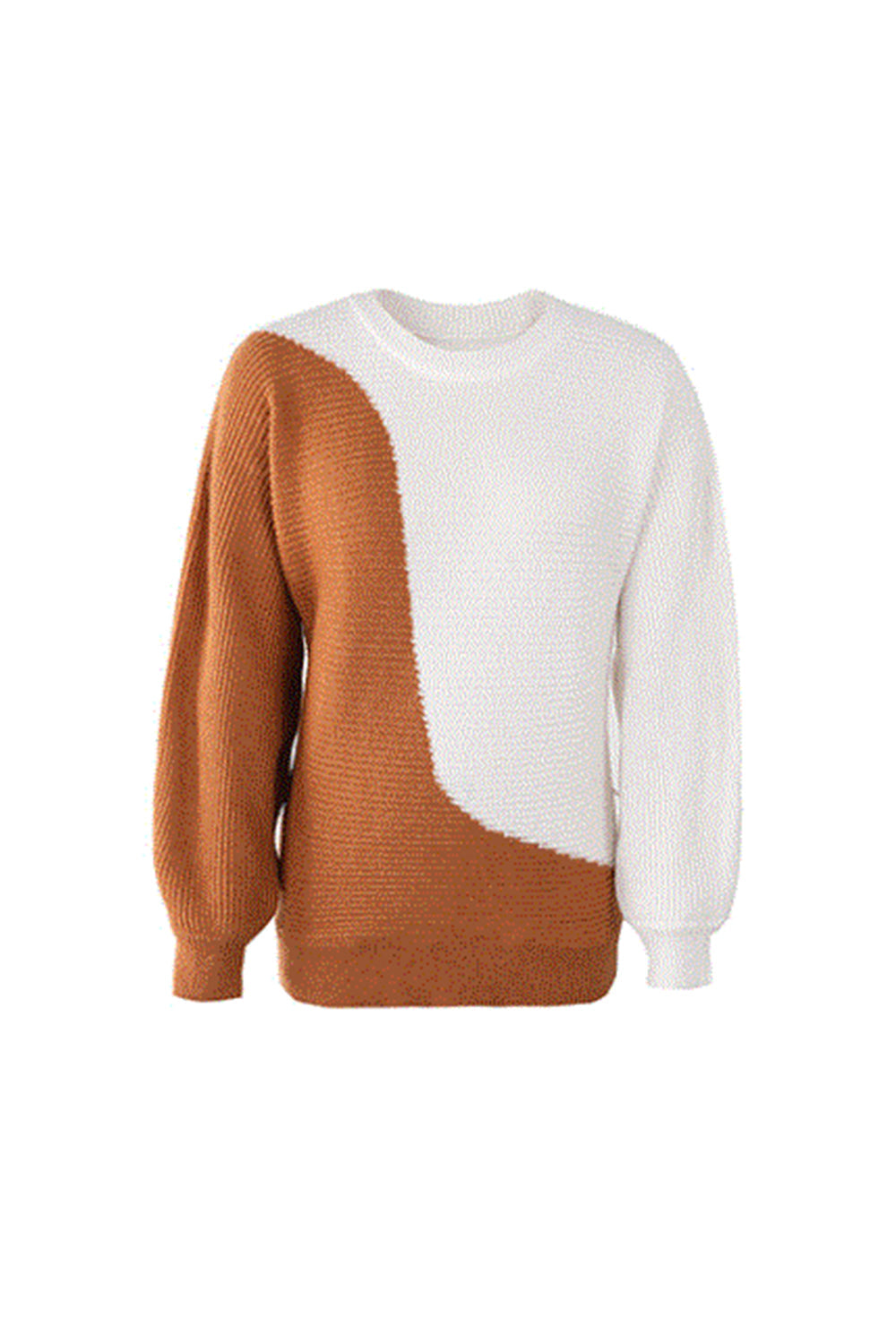 RadyRin Round Neck Contrast Sweater for Effortless Style