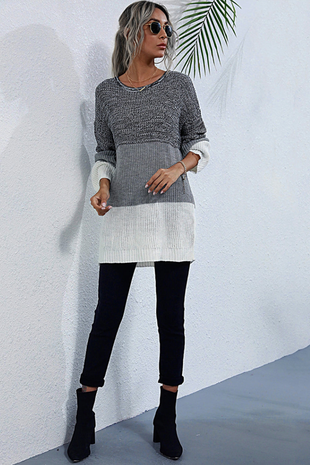RadyRin Round Neck Pullover Sweater for Effortless Style