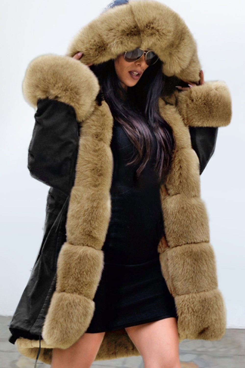 Elegant Wool Collar Cashmere Coat for Luxurious Warmth