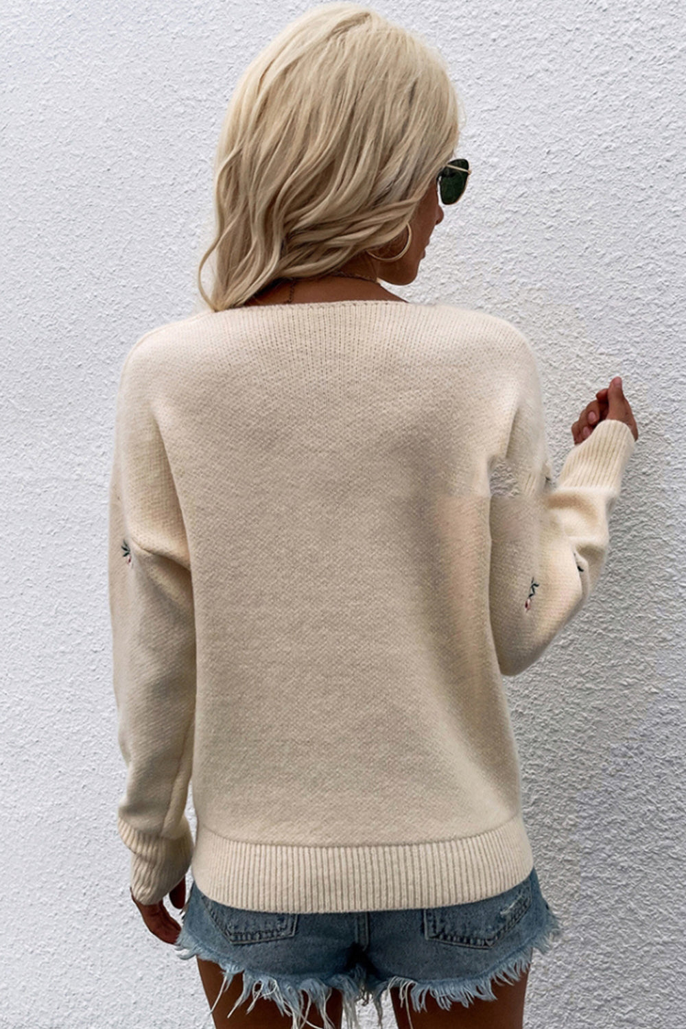RadyRin Stylish V-Neck Loose Knit Sweater for Comfort