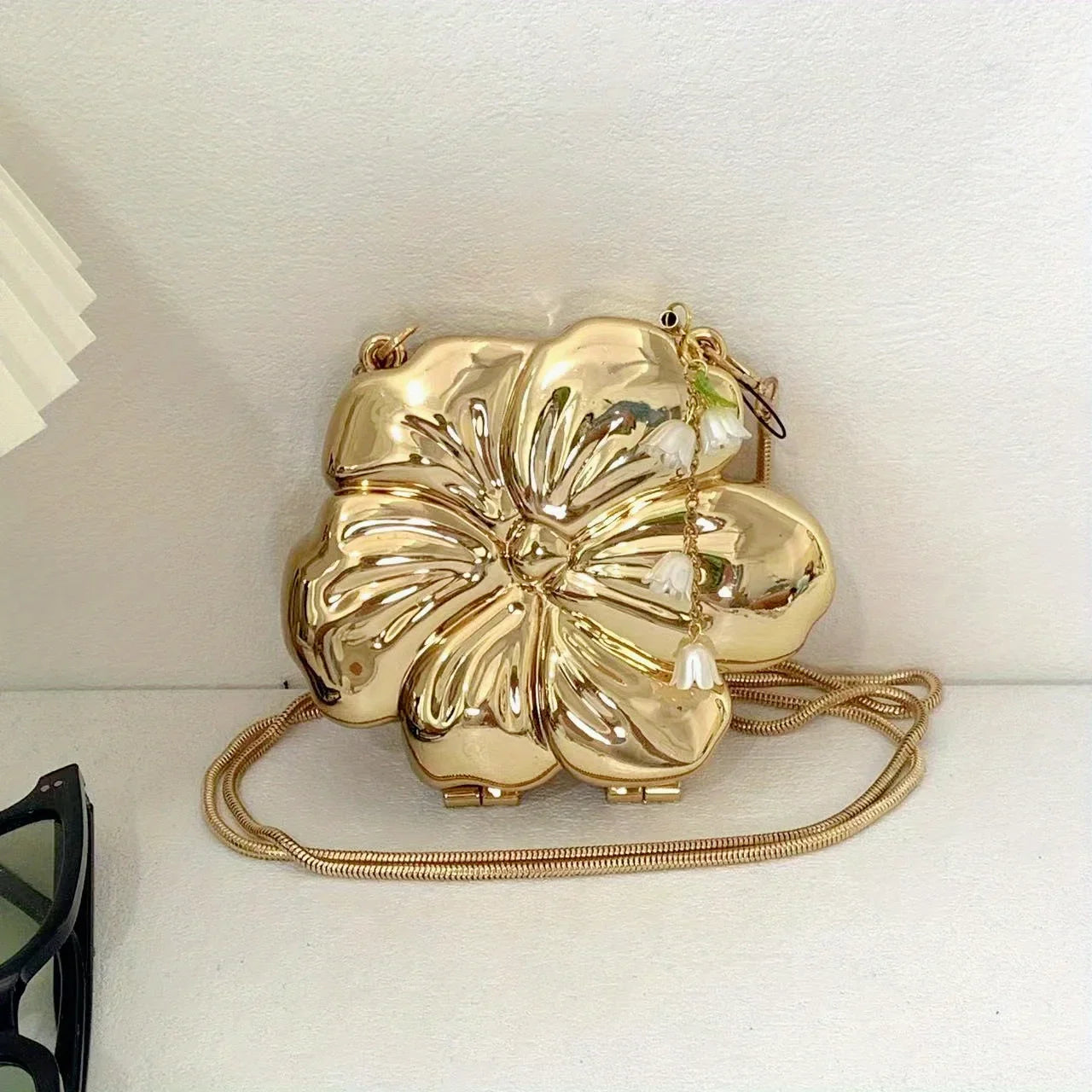 Rose Gold Floral Acrylic Clutch Bag