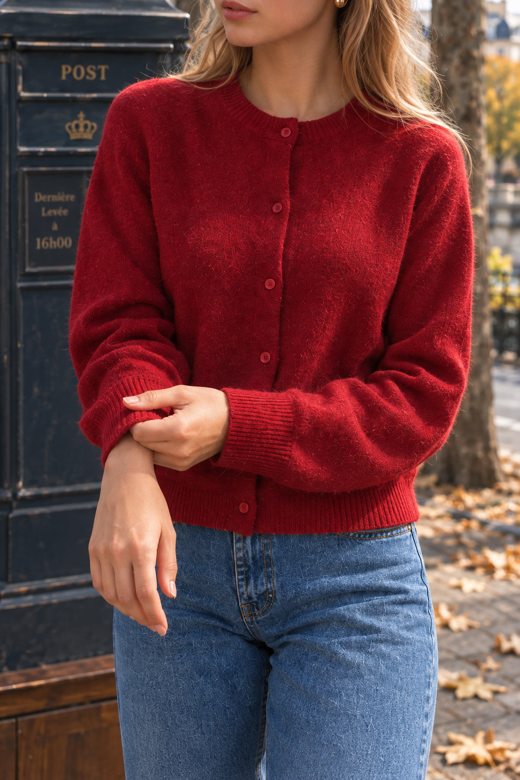Cropped Knit Button Cardigan