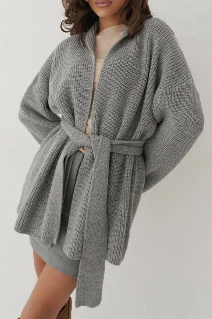 Chic Oversized Belted Knit Cardigan for Effortless Style