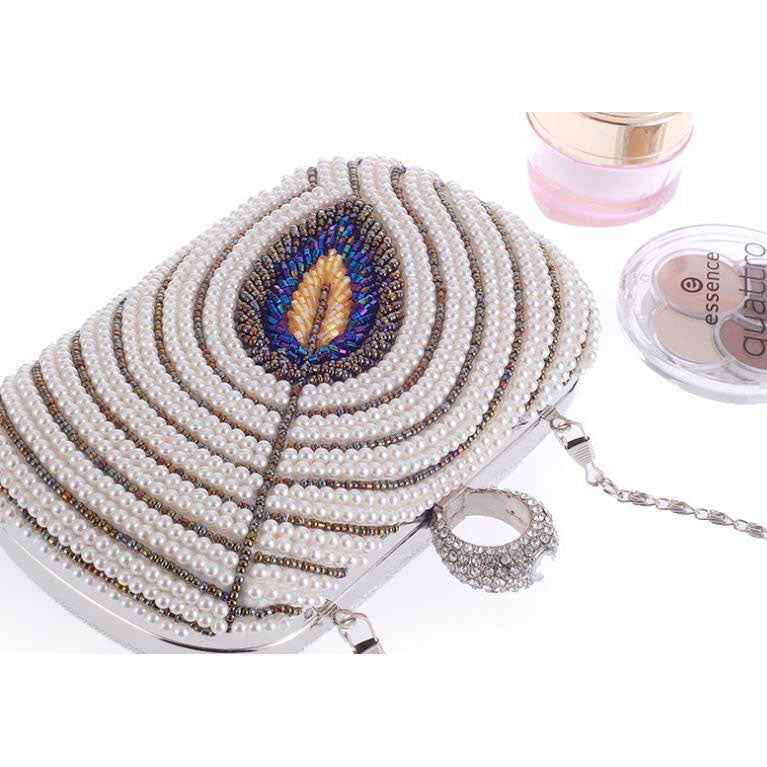 Ivory Beaded Women's Handbag Party Clutch