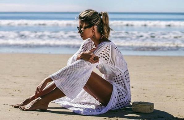 Maryam Cotton Sheer Crochet Maxi Dress - White - Fashionpara