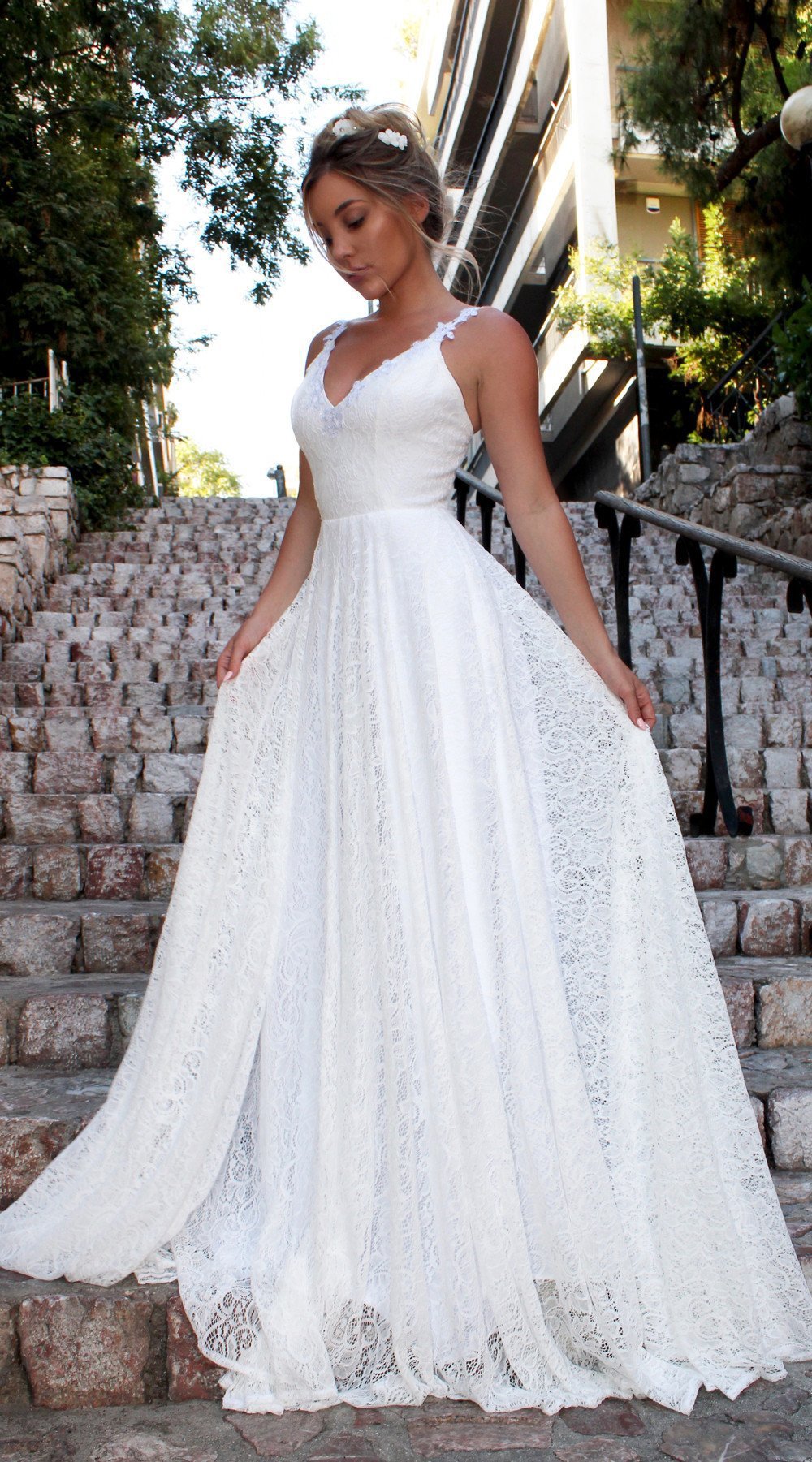 Set The Tone Tiered Lace Maxi Dress