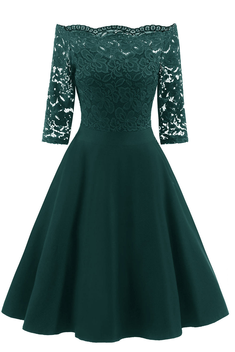 Chic Black Lace Off-the-shoulder Homecoming Dress - Mislish