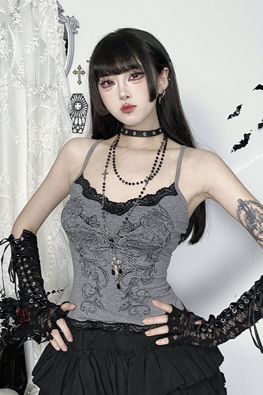 Butterfly Print Gothic Cami Corset