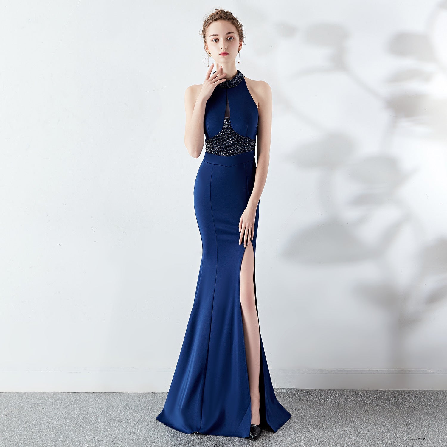 Chloe Formal Hot Stone Collar Stunning Dress - Fashionpara