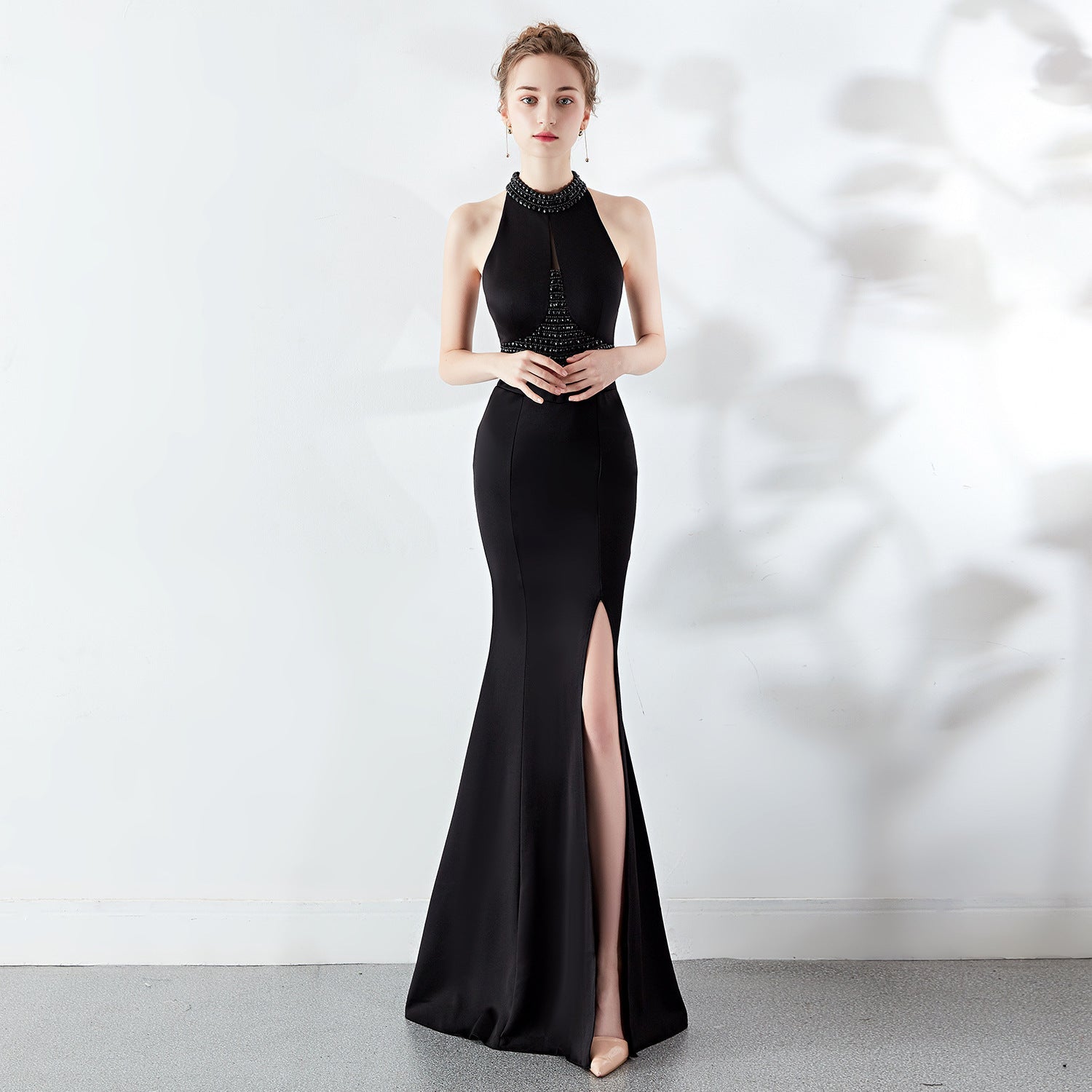 Chloe Formal Hot Stone Collar Stunning Dress - Fashionpara