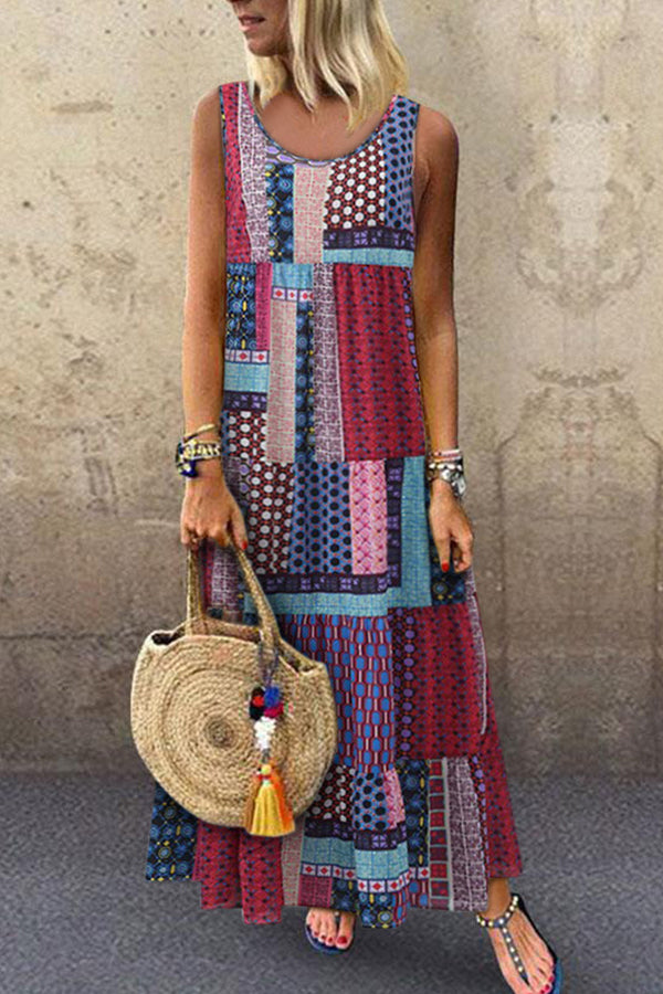 Vacation Geometric Tank Dress - Mislish