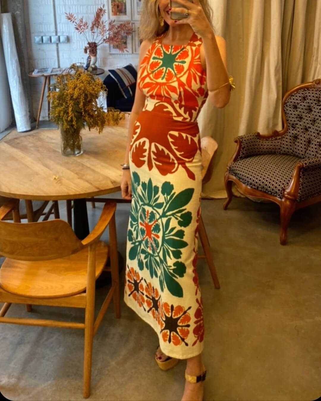 Unique Print Maxi Dress - Fashionpara