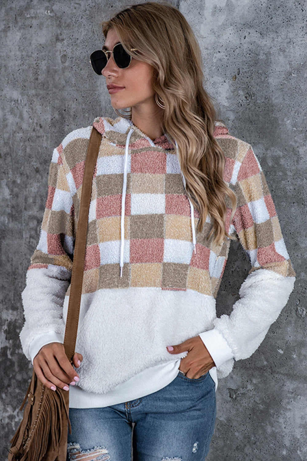 RadyRin Cozy Large Plaid Hooded Sweater for Effortless Style