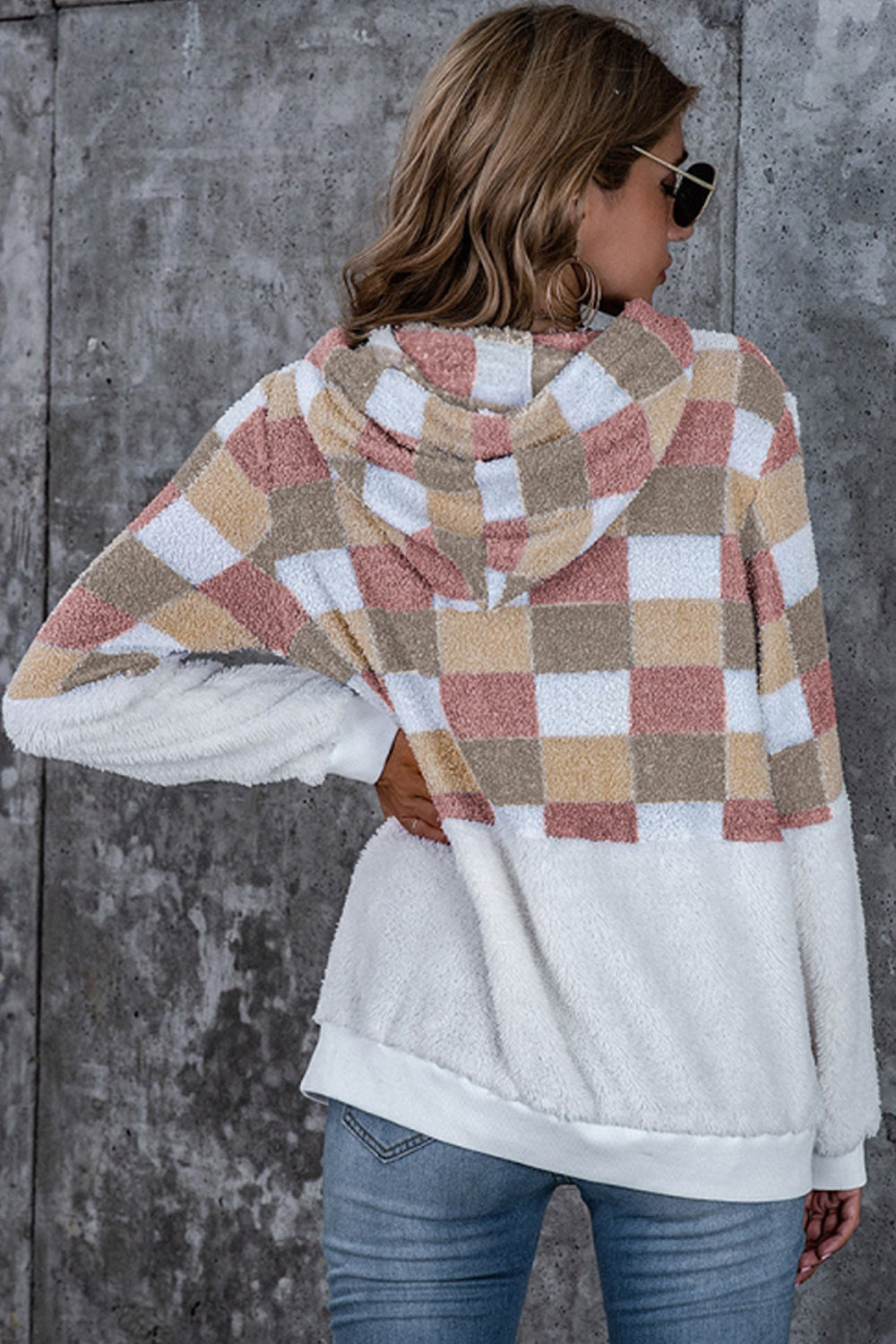 RadyRin Cozy Large Plaid Hooded Sweater for Effortless Style