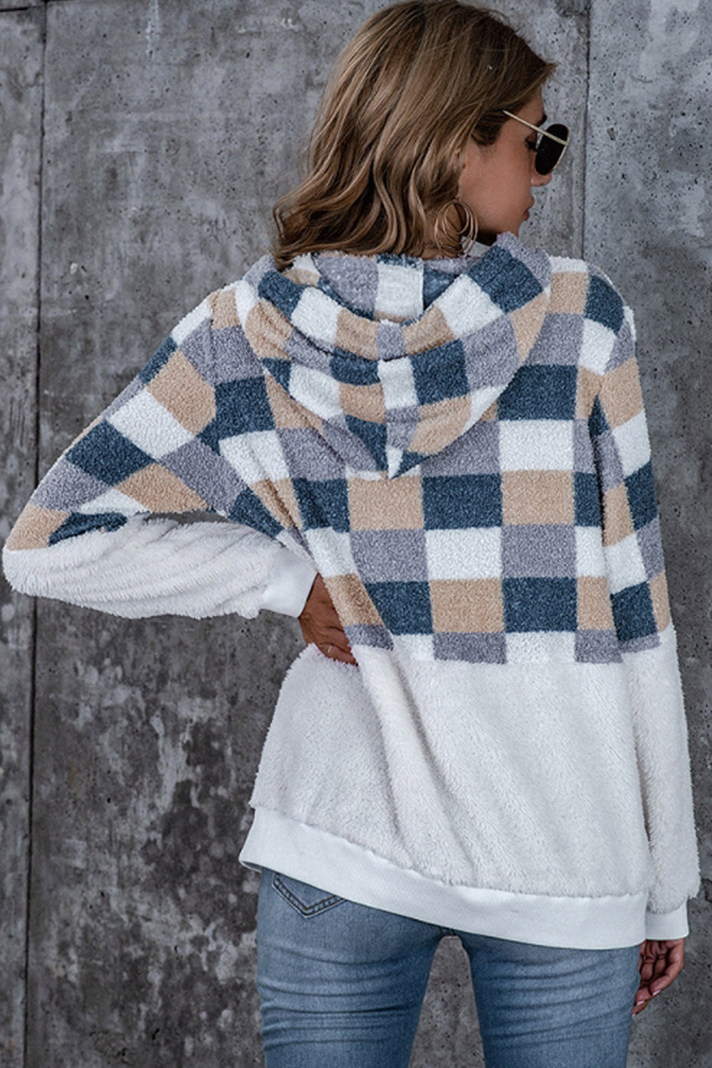 RadyRin Cozy Large Plaid Hooded Sweater for Effortless Style