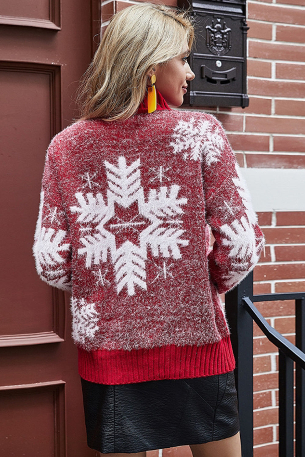 RadyRin Christmas Snowflake Long Sleeve Sweater for Comfort