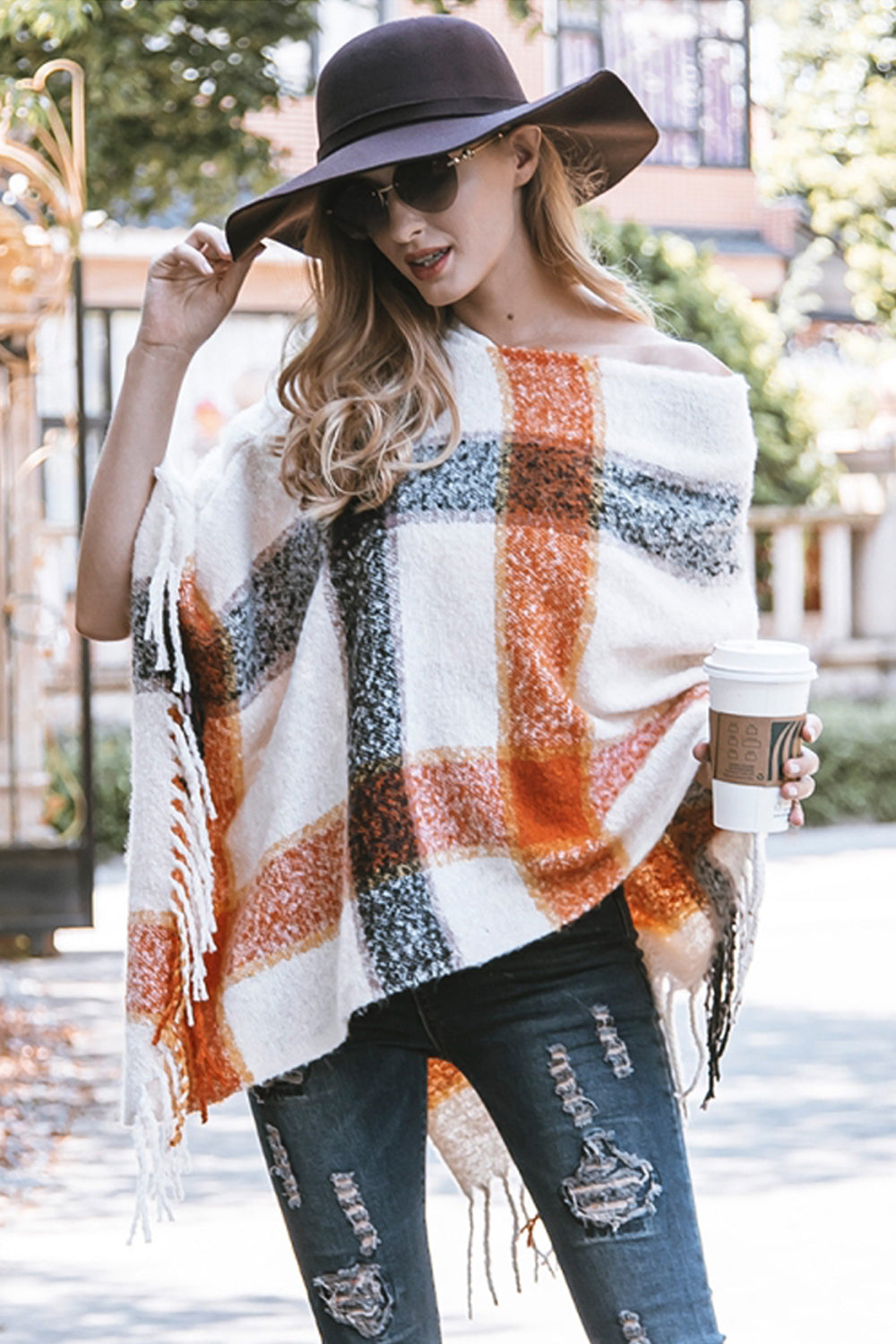 RadyRin V-neck Irregular Tassel Sleeveless Sweater Cloak