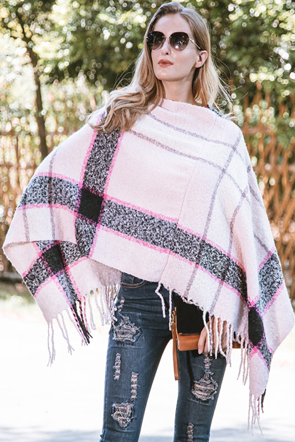 RadyRin V-neck Irregular Tassel Sleeveless Sweater Cloak