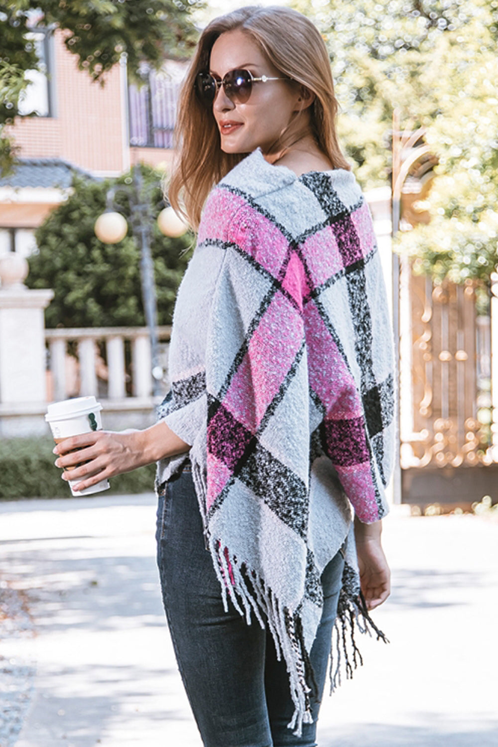 RadyRin V-neck Irregular Tassel Sleeveless Sweater Cloak