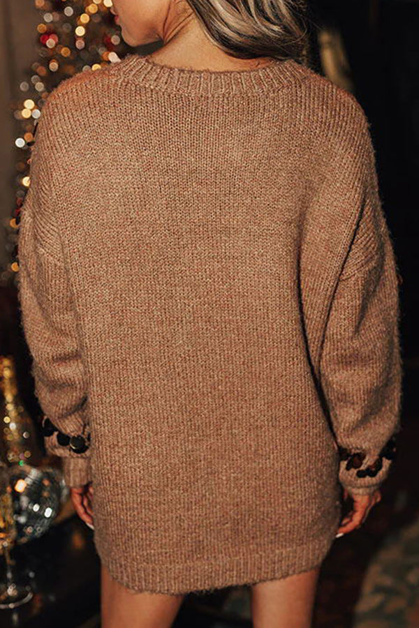 Cozy Knit Sequin Pullover Sweater for Festive Occasions