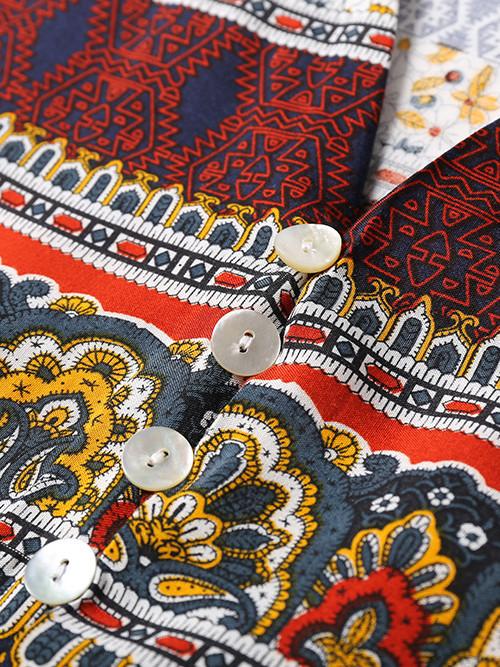 Paisley Print V-Neck Button-Front Swing Mini Dress 6