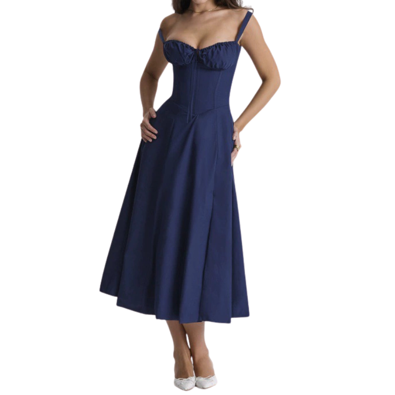 Floral Sweetheart Neckline Ruched Corset Midi Dress 7
