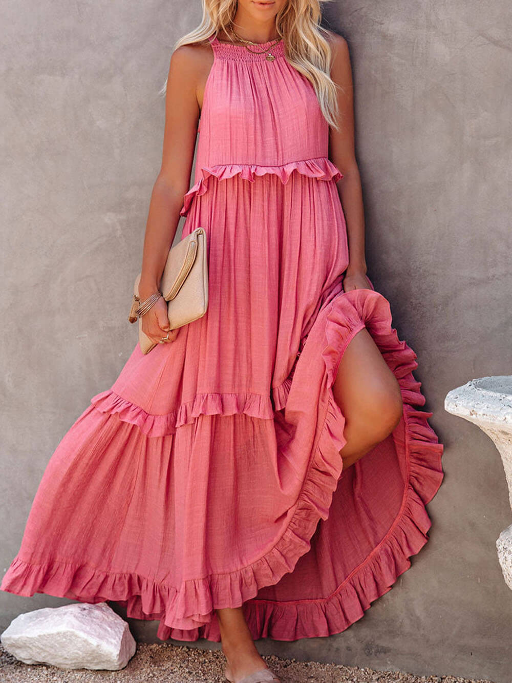 Irregular Cake Sleeveless Maxi Dress - Fashionpara
